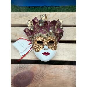 Venetian Jester "Mignon" Mini Mask – Handmade in Italy with Musical Score Detail